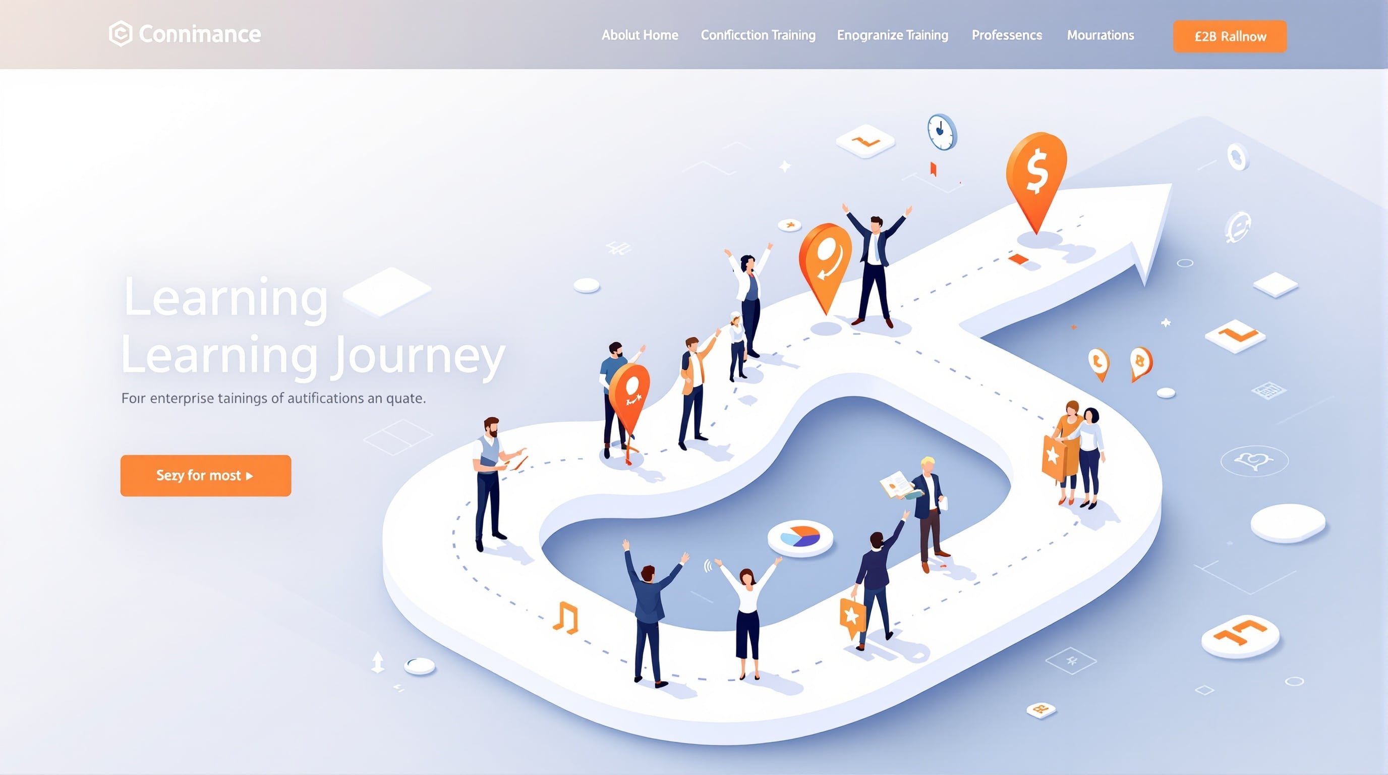 Learning journey illustration showing people progressing through skill development