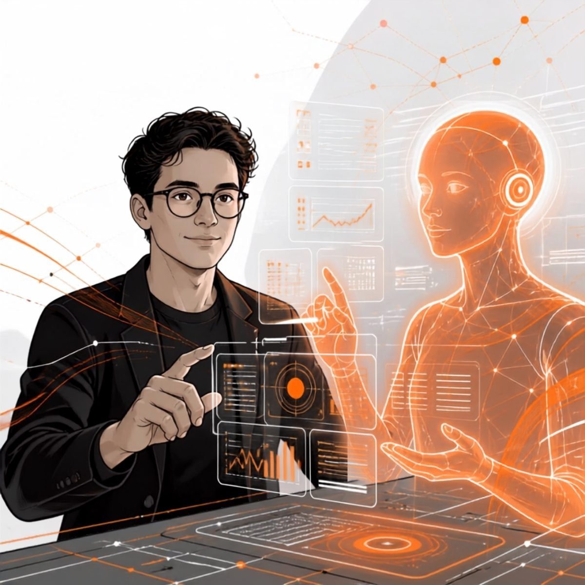 A professional reading signals with AI