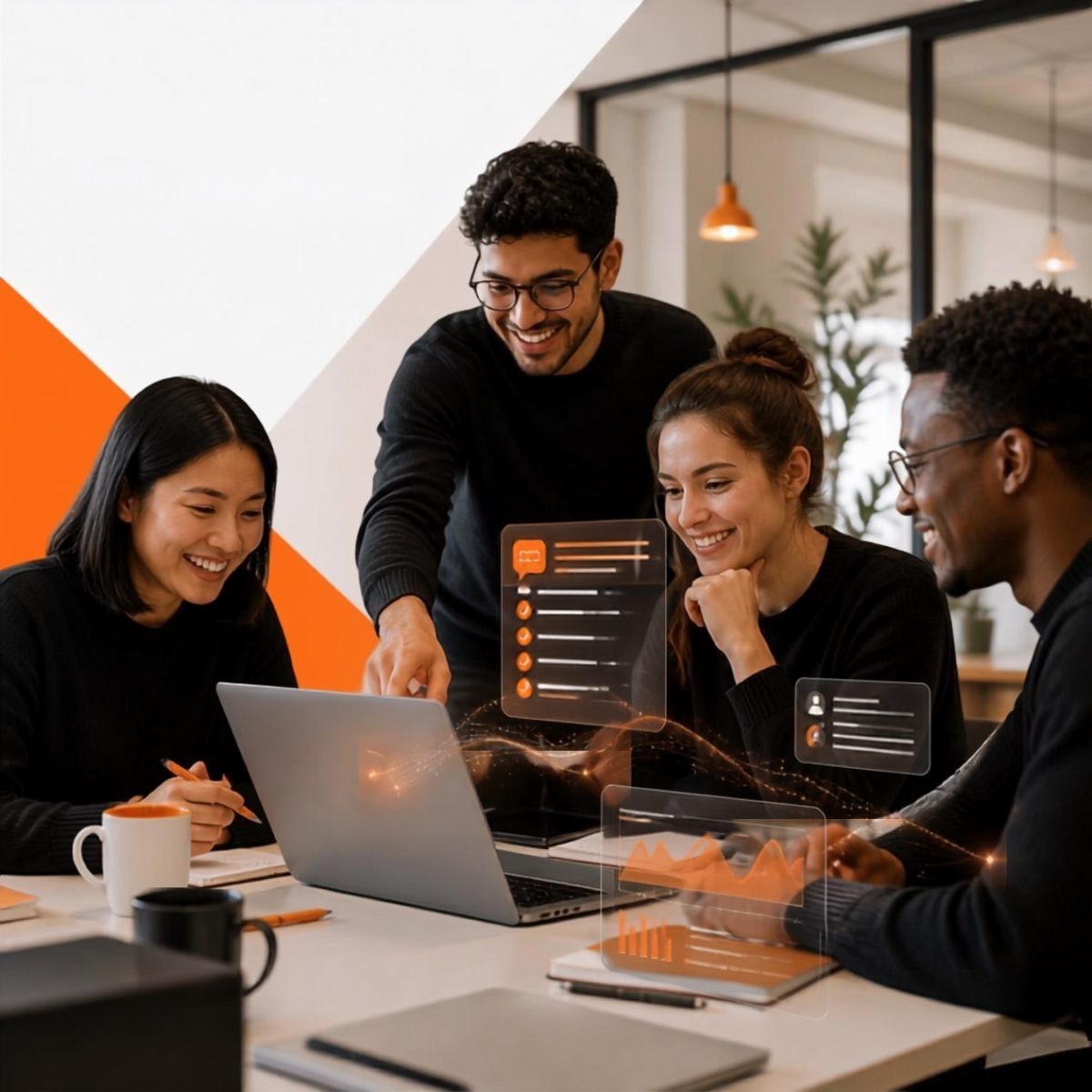 A team working alongside AI agents