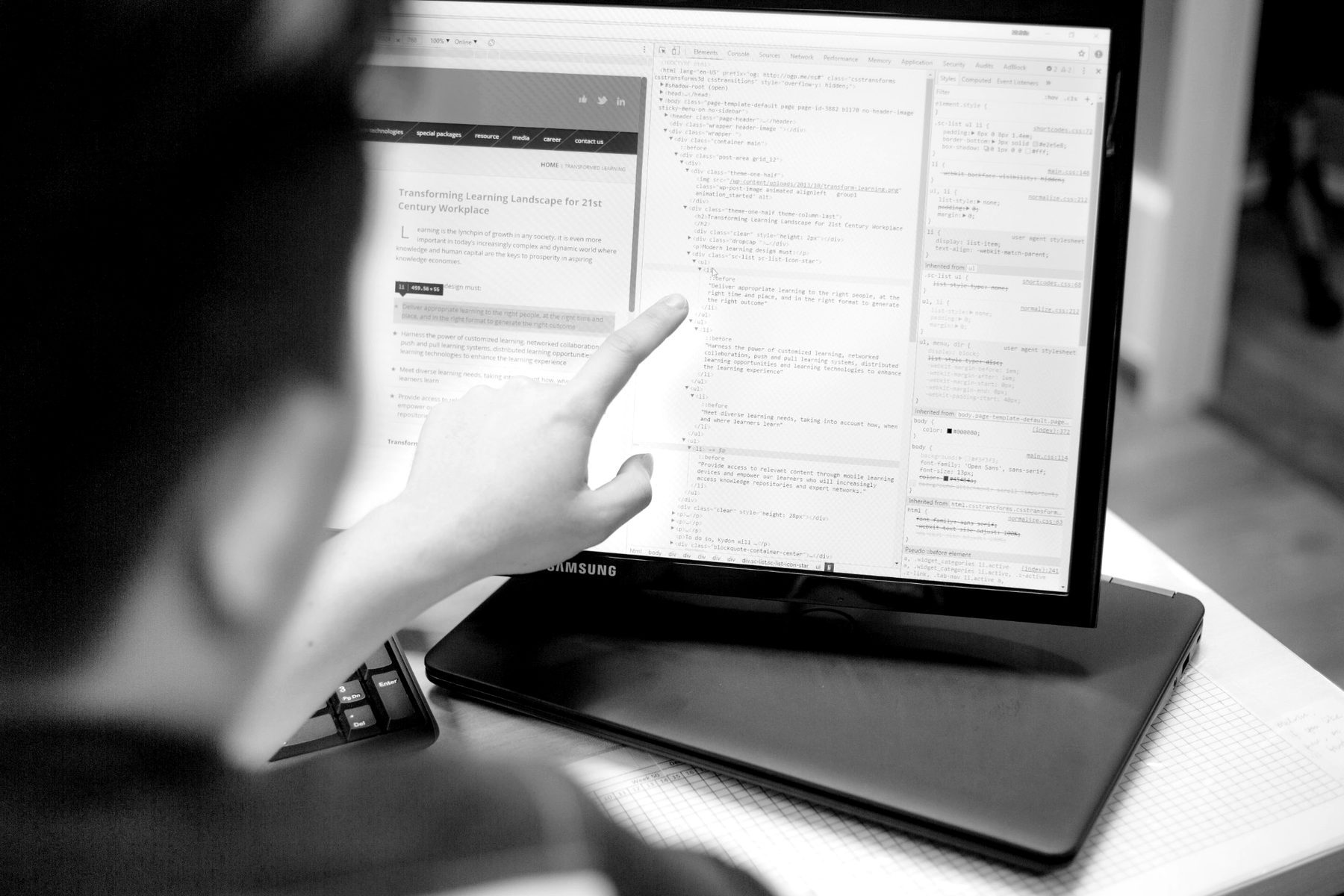 A Kydon specialist walking through work on screen